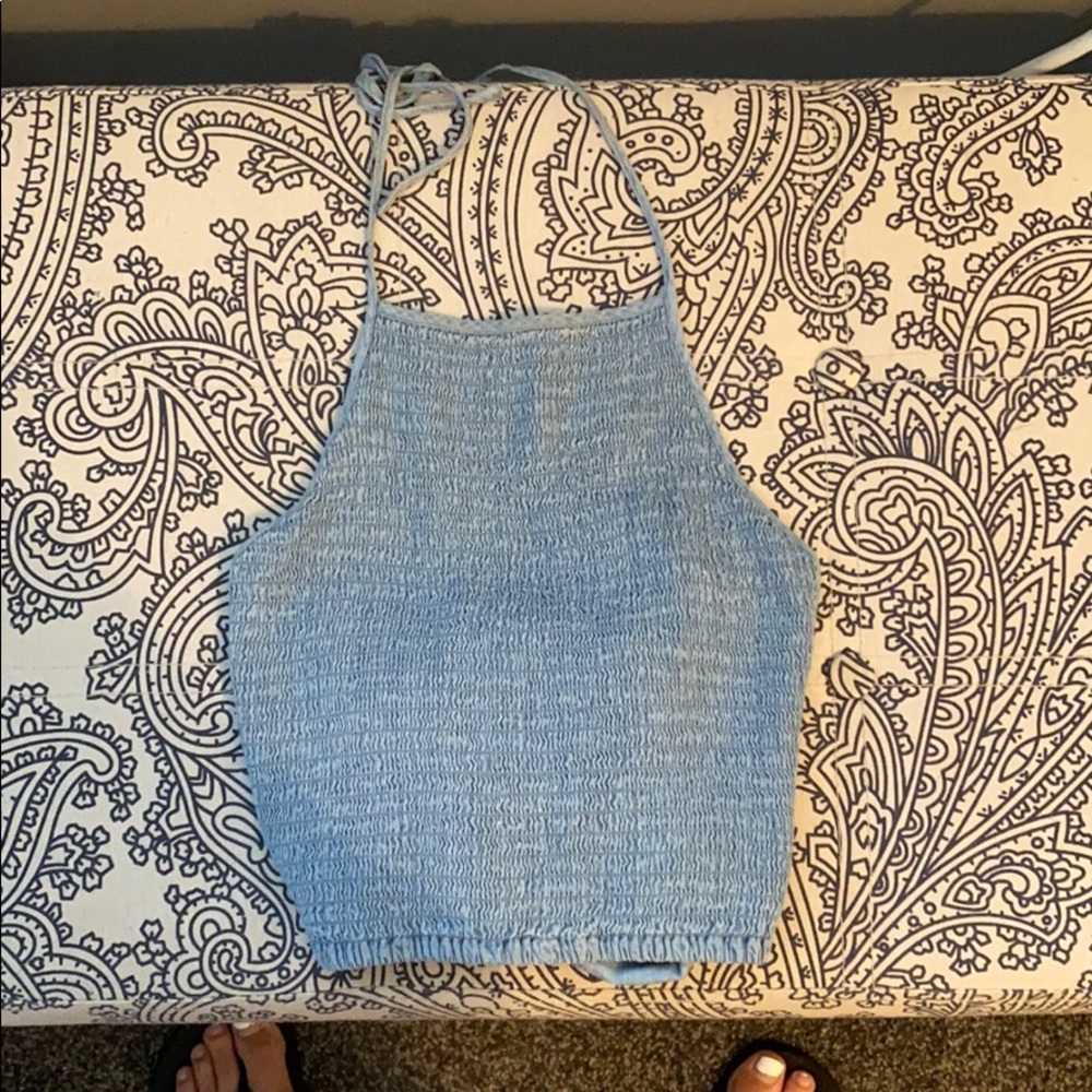 Denim Tie Crop Top Hollister XSmall